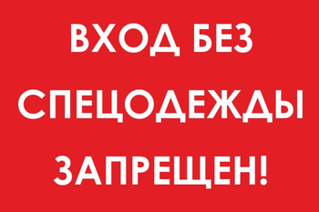 И39 Вход без спецодежды запрещен! (пластик, 300х400 мм) - Знаки безопасности - Знаки и таблички для строительных площадок - Магазин охраны труда и техники безопасности stroiplakat.ru